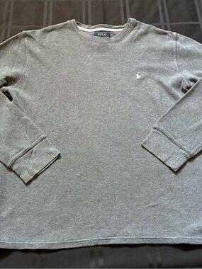 Polo Ralph Lauren Mens XL Grey Waffle Knit Thermal Long Sleeve Shirt